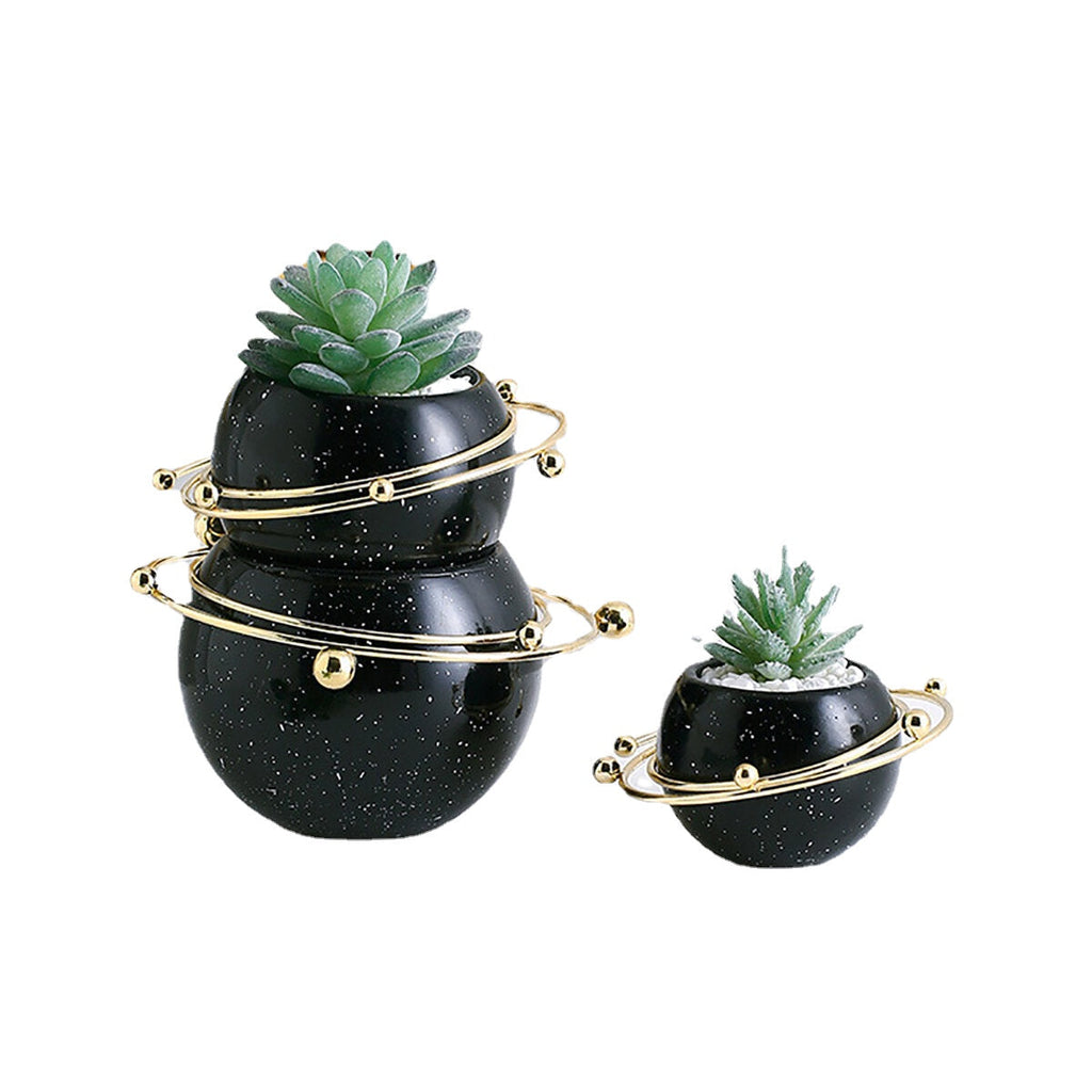 Succulent Flower Pot Star Ring Small Flower Pot Gold-plated Ceramic Flower Pot Candle Container