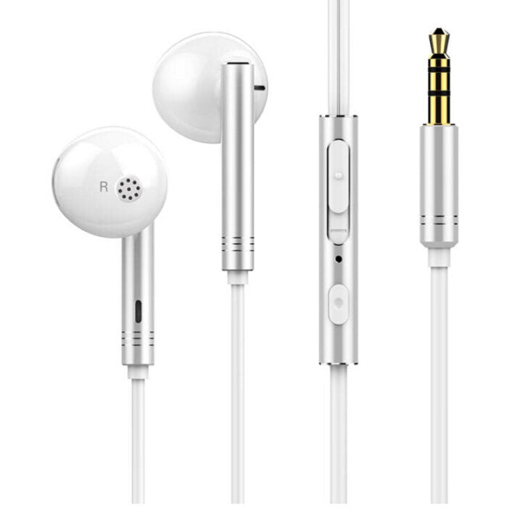 HD Sound Noise Reduction Half in-Ear 3.5mm Wired Control Stereo Earphones Headphone With Mic