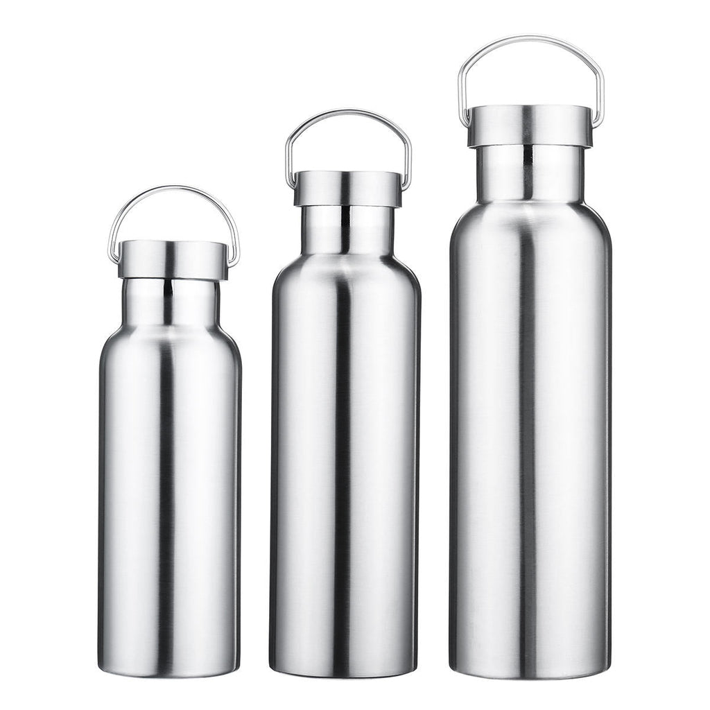 500ml 600ml 800ml Water Bottle 304 Stainless Steel Wide Mouth Vacuum Cup With Outdoor Carabiner