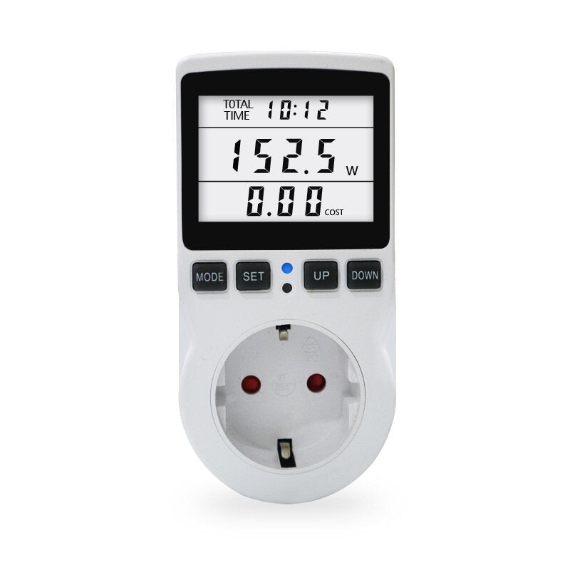 EU Plug LCD Backlight Displaying Intelligent AC Power Meter Wattmeter Socket Billing Socket Power Monitor Overload Alarm