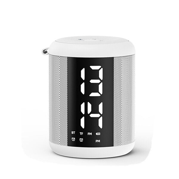 Dual Alarm Clock 9D Bass Stereo Bluetooth Speaker 20-Hour Playtime Support TF FM AUX