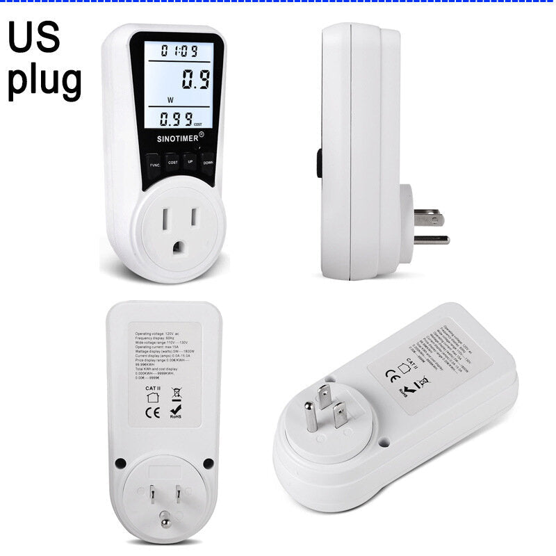 Plug Socket Digital Wattmeter Meter Power Consumption Watt Energy Meter KWh Electricity Analyzers Monitors with Backlight 110V/220V