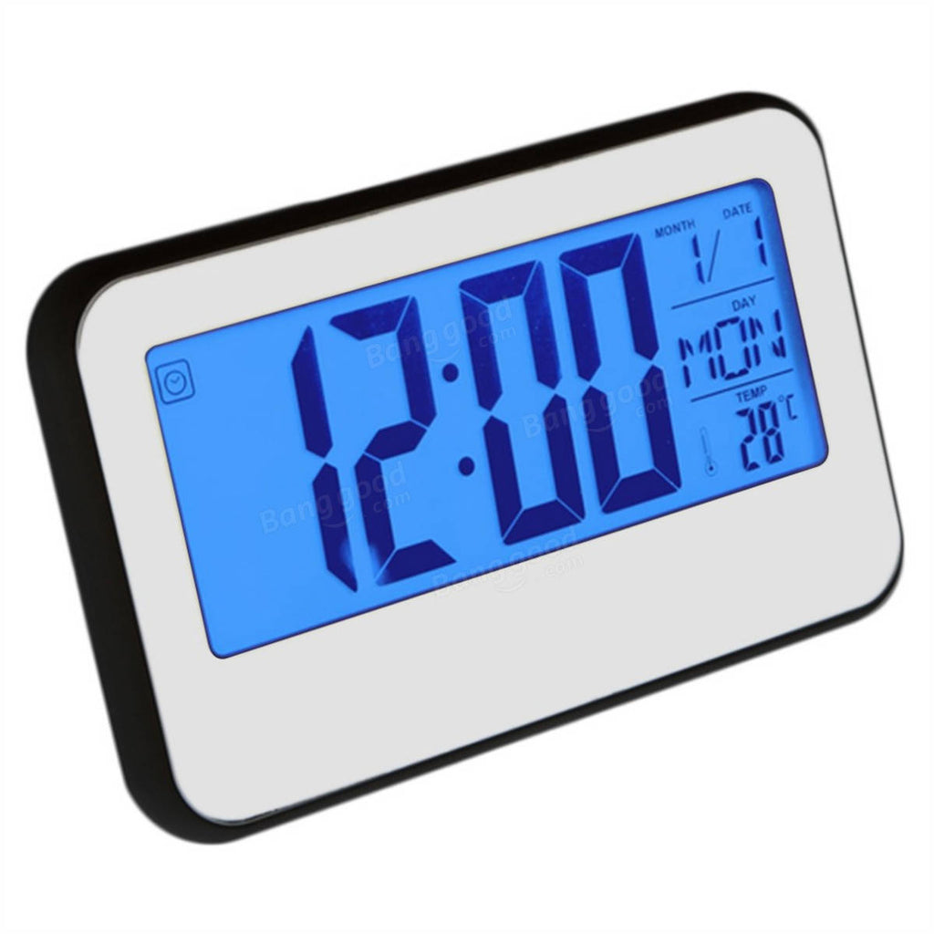 LCD Display Digital Alarm Clock Sound Controlled With Thermometer Backlight Snooze