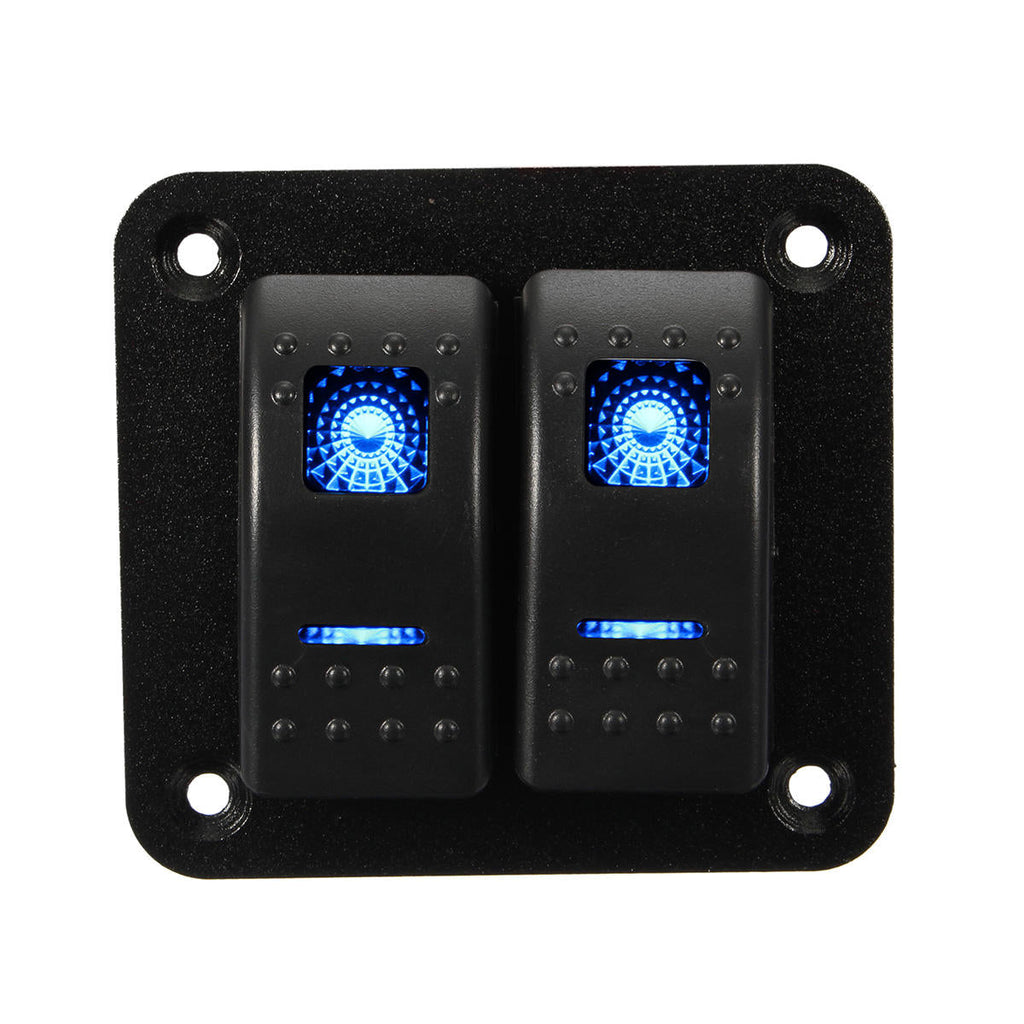 12V 24V 2 Gang Waterproof LED Car Marine Truck Boat RV Rocker Switch Panel