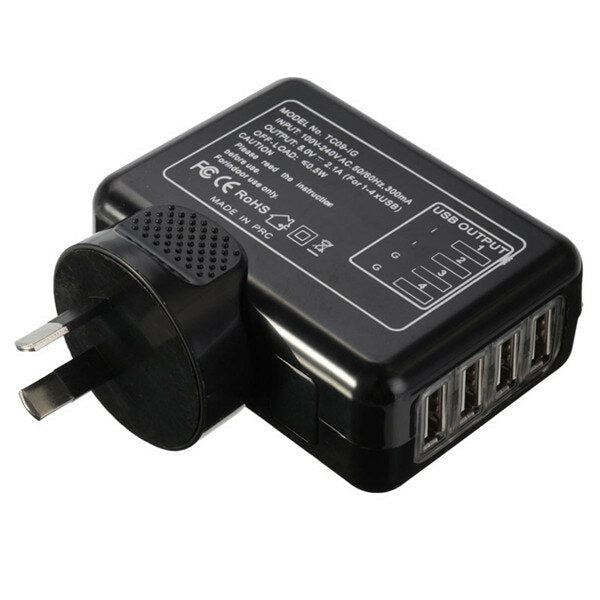 4 USB Port Multi-function AC 5.0V 2.1A Adapter US / EU / UK / AU Plug Wall Charger