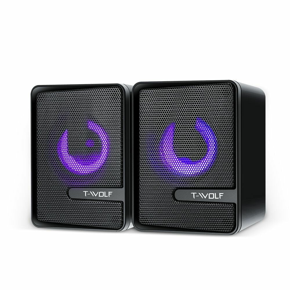 Computer Speaker 4D Surround Sound Cool Light Double Diaphragm Subwoofer Power Bass USB Power Support 3.5mm Audio Port