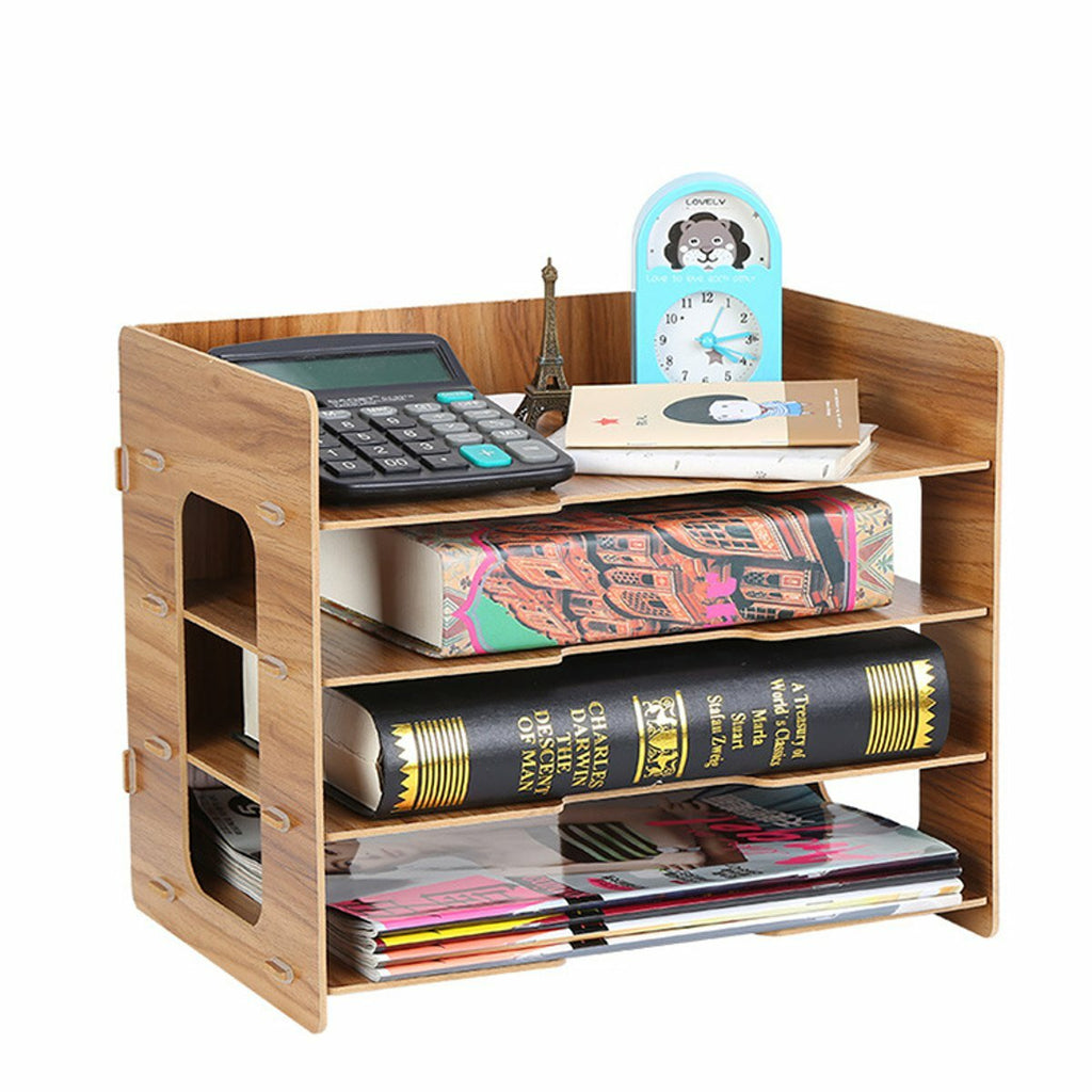 File Rack Desktop Wooden File Rack Student Book Stand Office Desk Storage Box Desktop Rack