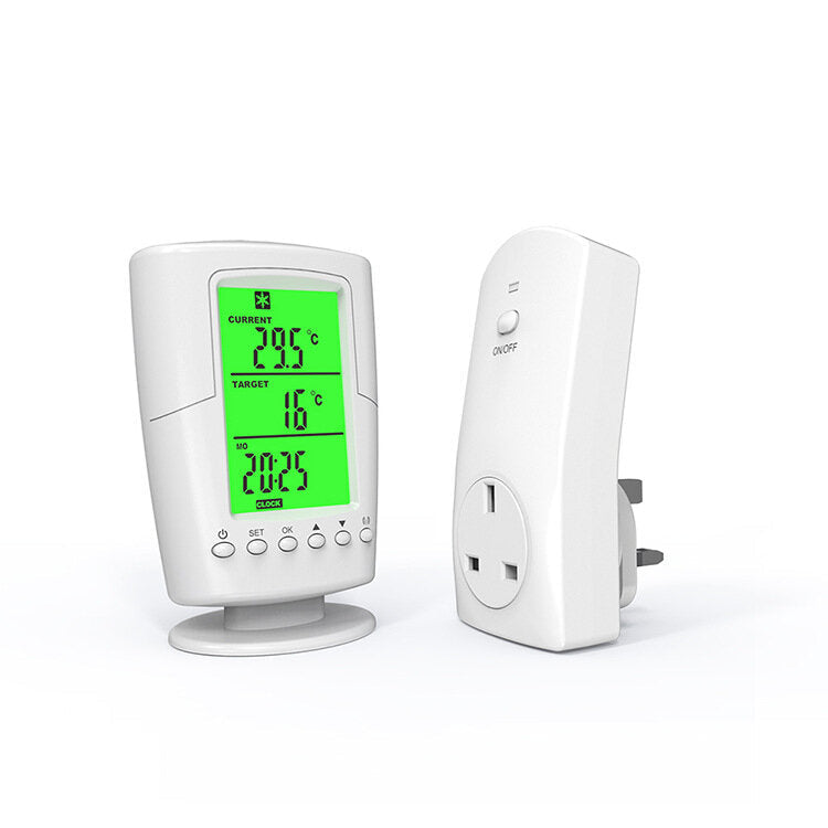 Programmable Wireless Thermostat Socket White LCD Home Intelligent Temperature Control Socket