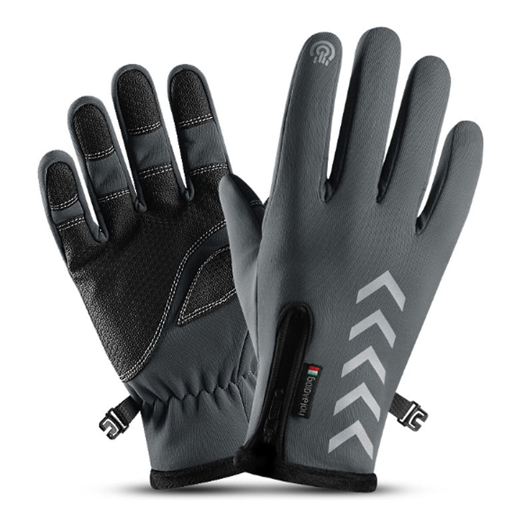 Winter Warm Touch Screen Full Finger Gloves Reflective Strip Windproof Anti slip Cycling Thermal Bike Glove