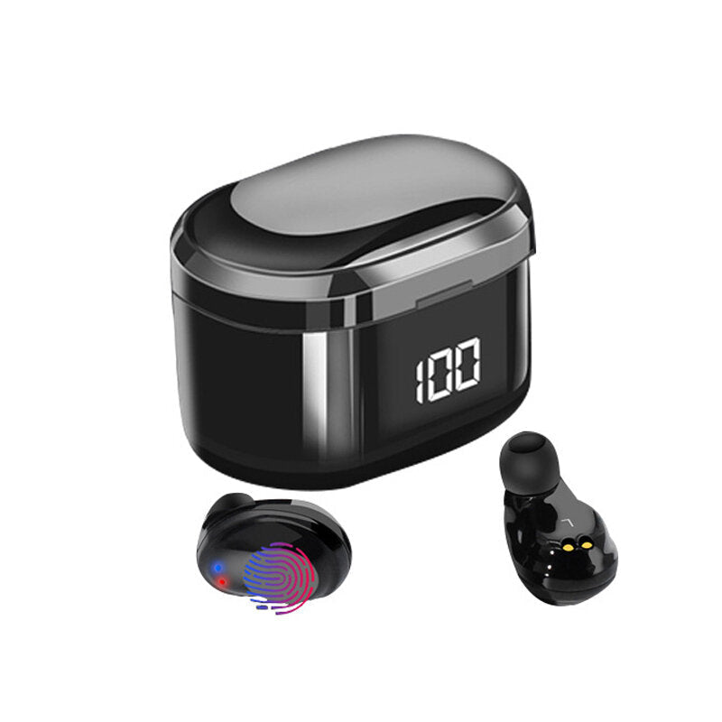 TWS Bluetooth 5.0 Earphone Mini Portable LED Display Wireless Earbuds Touch Control Stereo Headphone with Mic