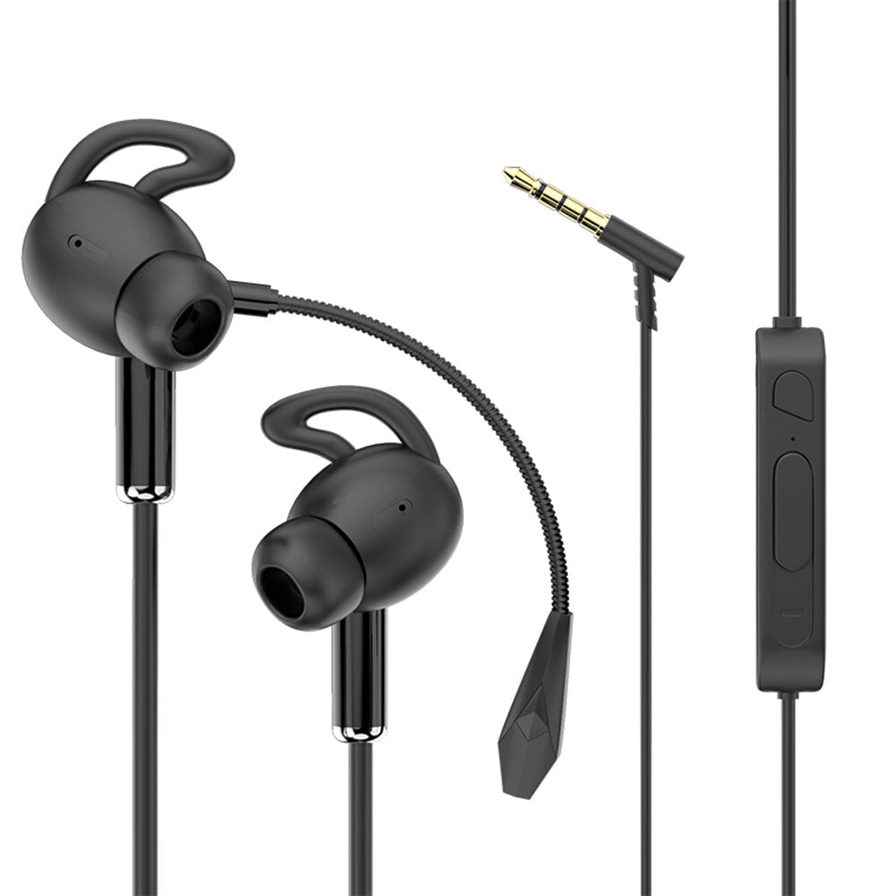 Wired Earphone 7.1 Surround Stereo 13MM Dynamic Earbuds 3.5MM In-Ear Gaming Headset with Detachable Dual Mic