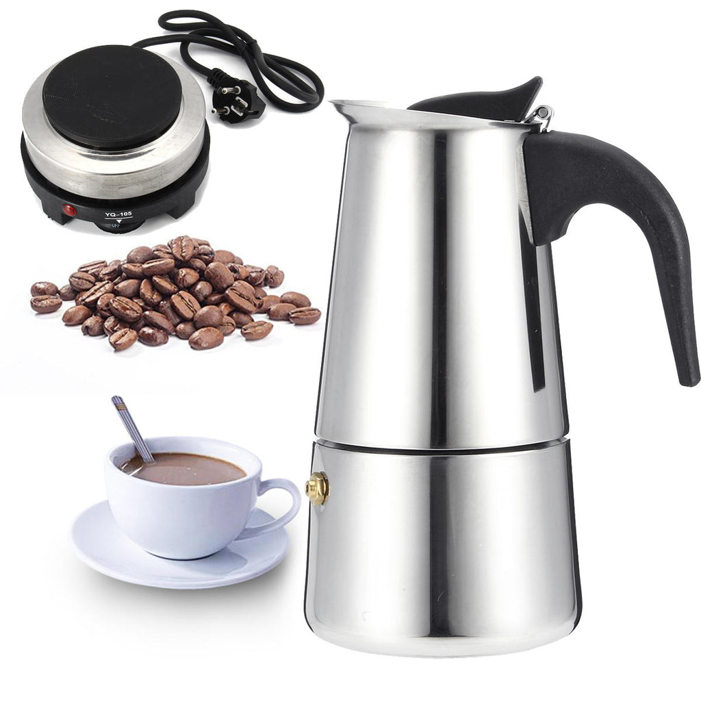 Espresso Moka Coffee Maker Pot Percolator Stainless Steel Electric Stove Electric Coffee Kettle