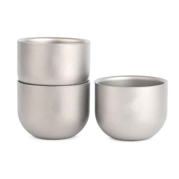 1 Pcs 150ml Water Cup Pure Titanium Camping Travel Portable Tea Cup Double Anti-scalding Cup