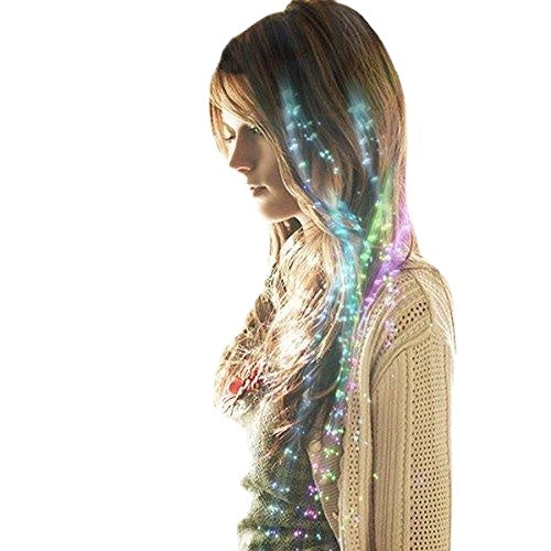 Flash LED Hair Braid 40CM Decorative Valentines Gift Party Light-Up Optic Fiber Extension Barrette