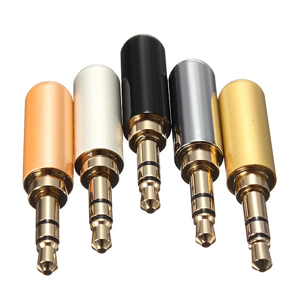 Male Headphone Jack Plug Metal Audio +Heat Shrinkable Tube 3 Pole