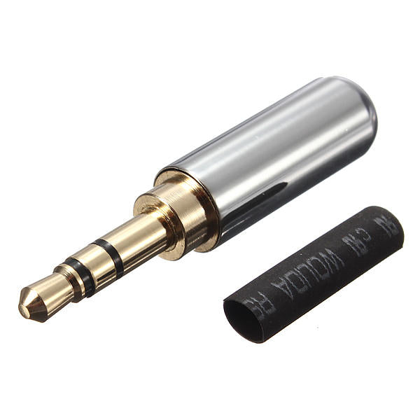 Male Headphone Jack Plug Metal Audio +Heat Shrinkable Tube 3 Pole