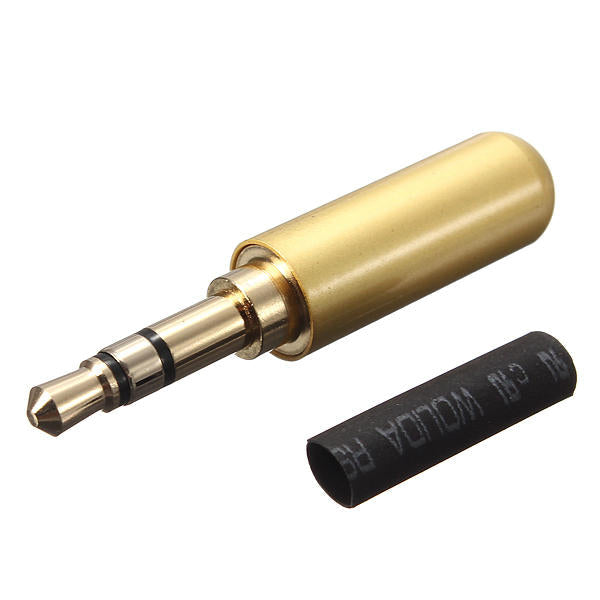 Male Headphone Jack Plug Metal Audio +Heat Shrinkable Tube 3 Pole