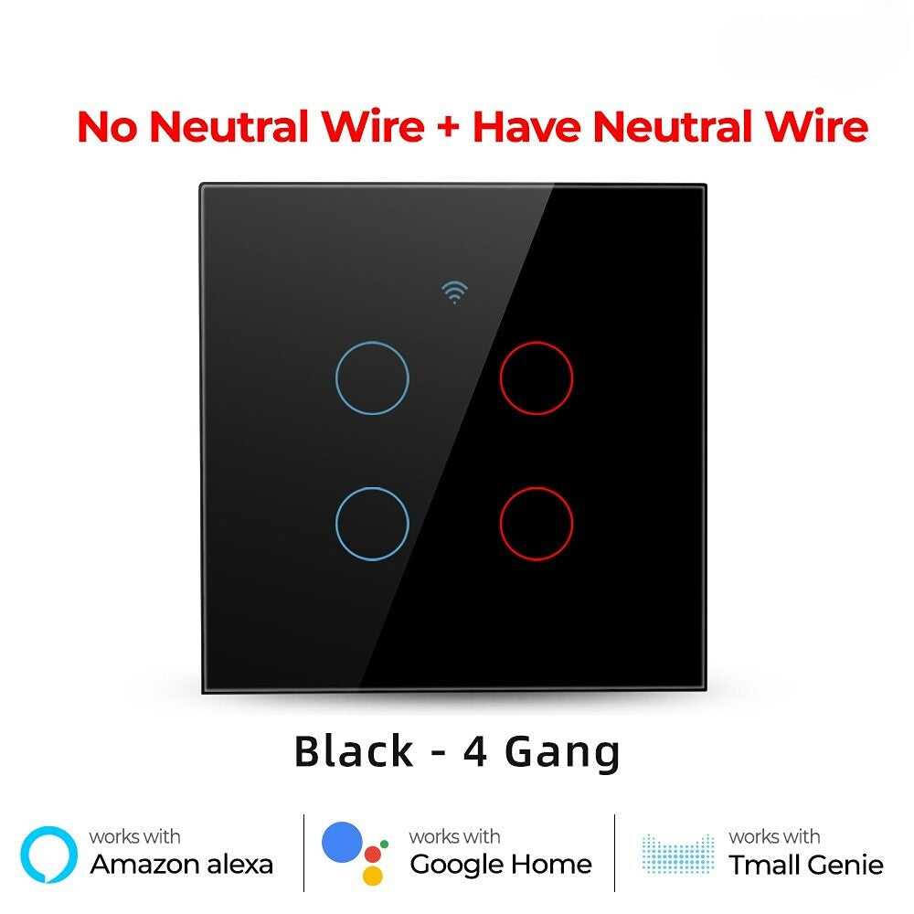 WiFi Light Switch 220V RF433 Remote Control No Neutrual Wire And Have Neutural Wire 2 Way Control Timer Works With Alexa Google Home