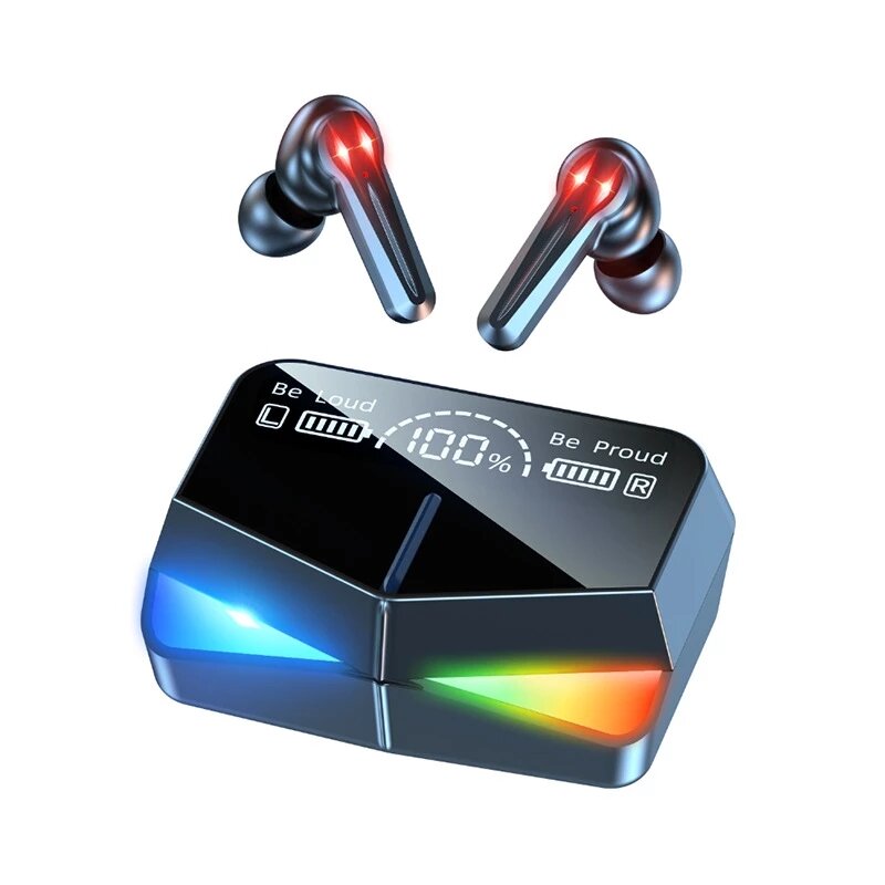 TWS Gaming Earbuds Bluetooth 5.1 In Ear Headphones Stereo Earphones with Mic 2000mAh RGB Charging Case