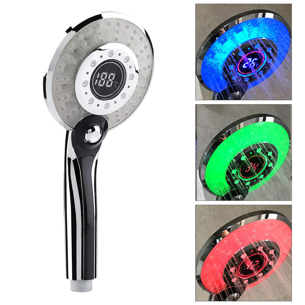 LED Light LCD Display Third Gear Water Flow Self Illumination Temperature Control Shower Head For Smart Home