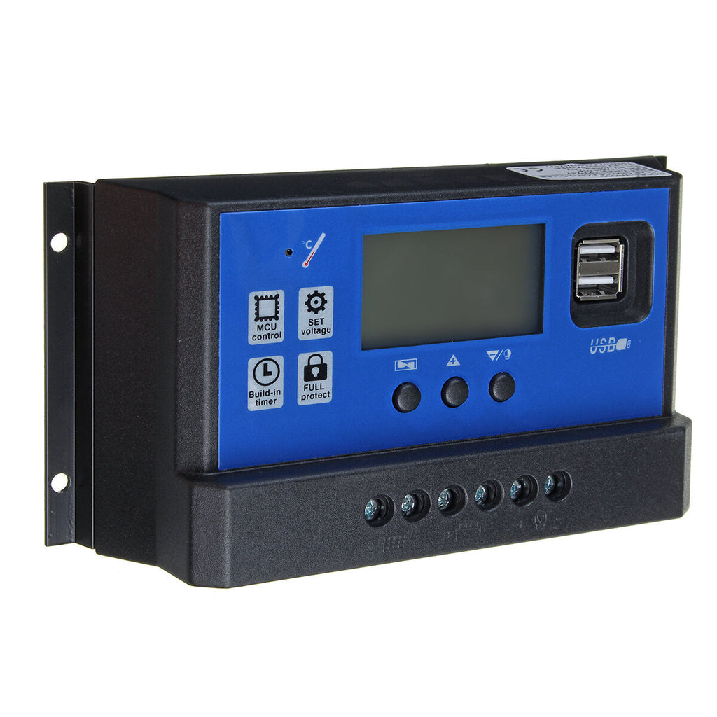 10/20/30A 12/24V LCD Dual USB Solar Panel Battery Regulator Charge Controller