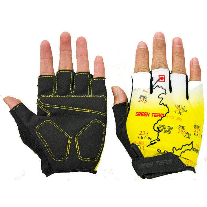 Mountain Cycling Gloves Half Finger Bike Motocross Sports Bicycle Map Print Motorcycle Mitten