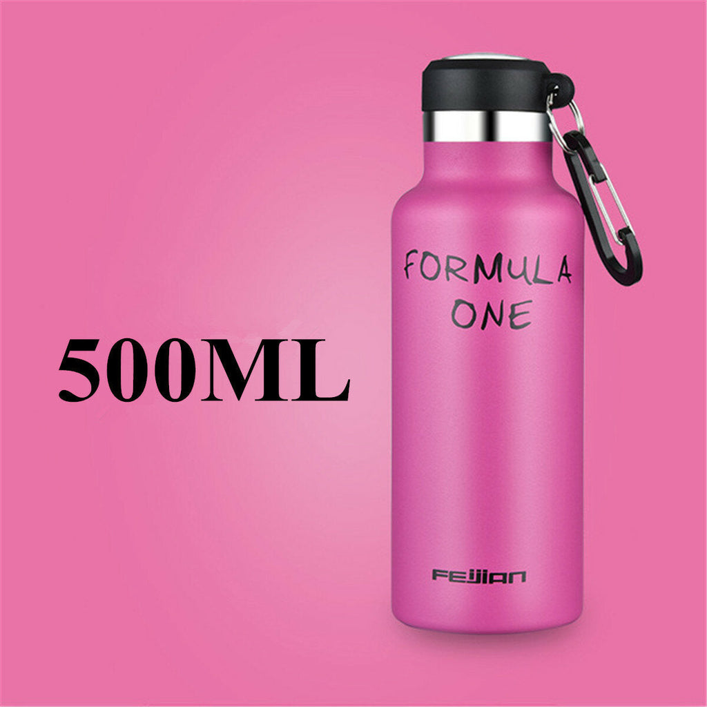 500ml Stainless Steel Sport Water Bottle Running Kettle Cycling Hiking Drink Vacuum Cup