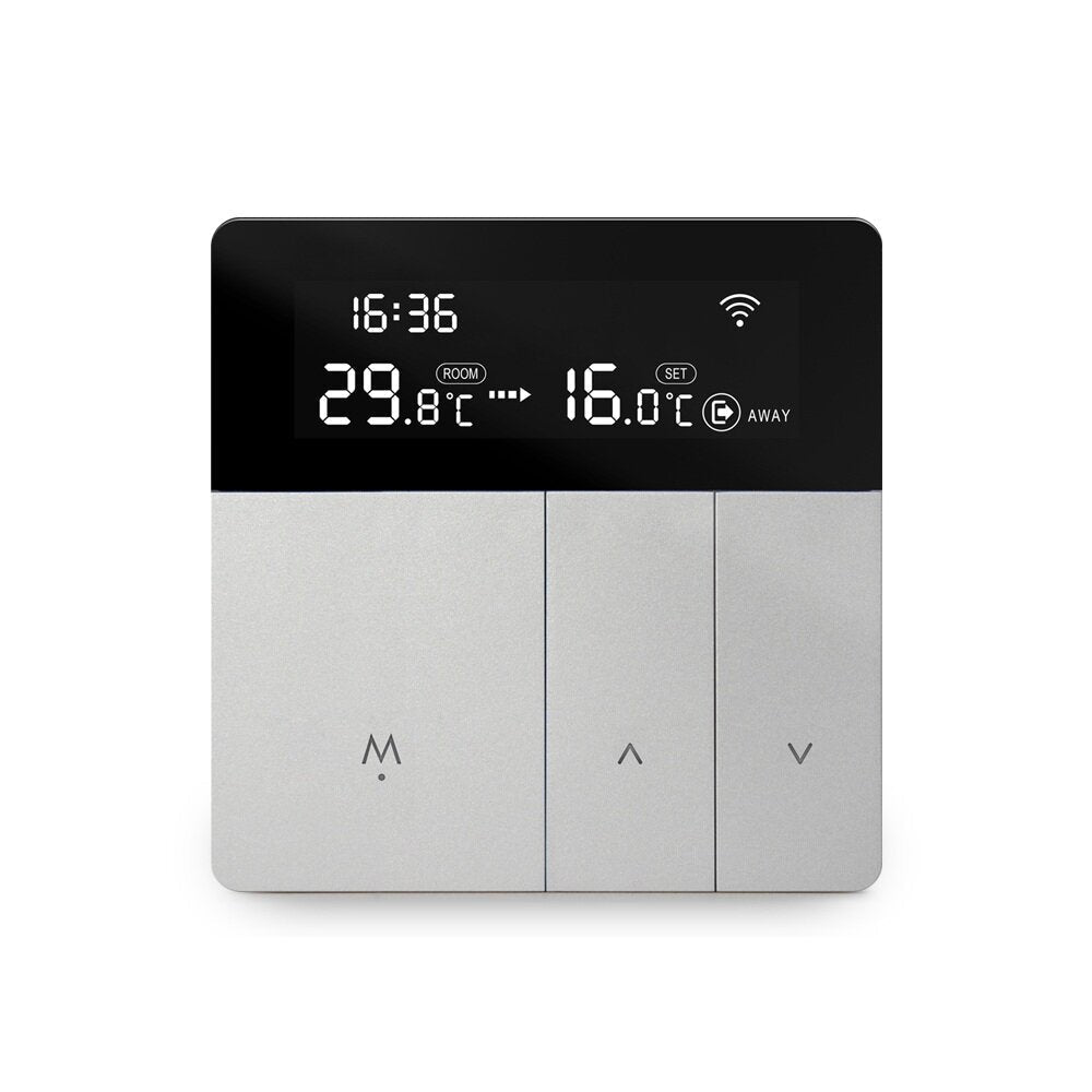 Smart Thermostat Sliver Electric Heating Temperature Controller APP Real Time Remote Control LCD Touch Display Screen Works With Alexa Google Home