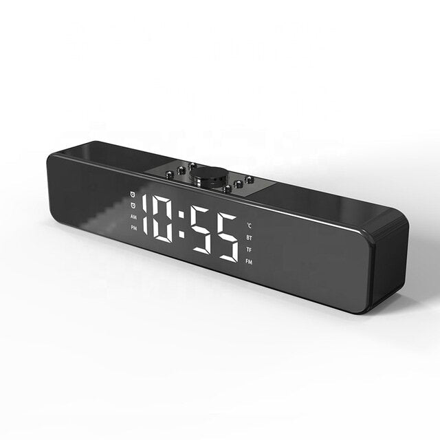 Alarm Clock Bluetooth Speaker With LED Digital Display Wired Wireless Home Theater Surround Sound Bar