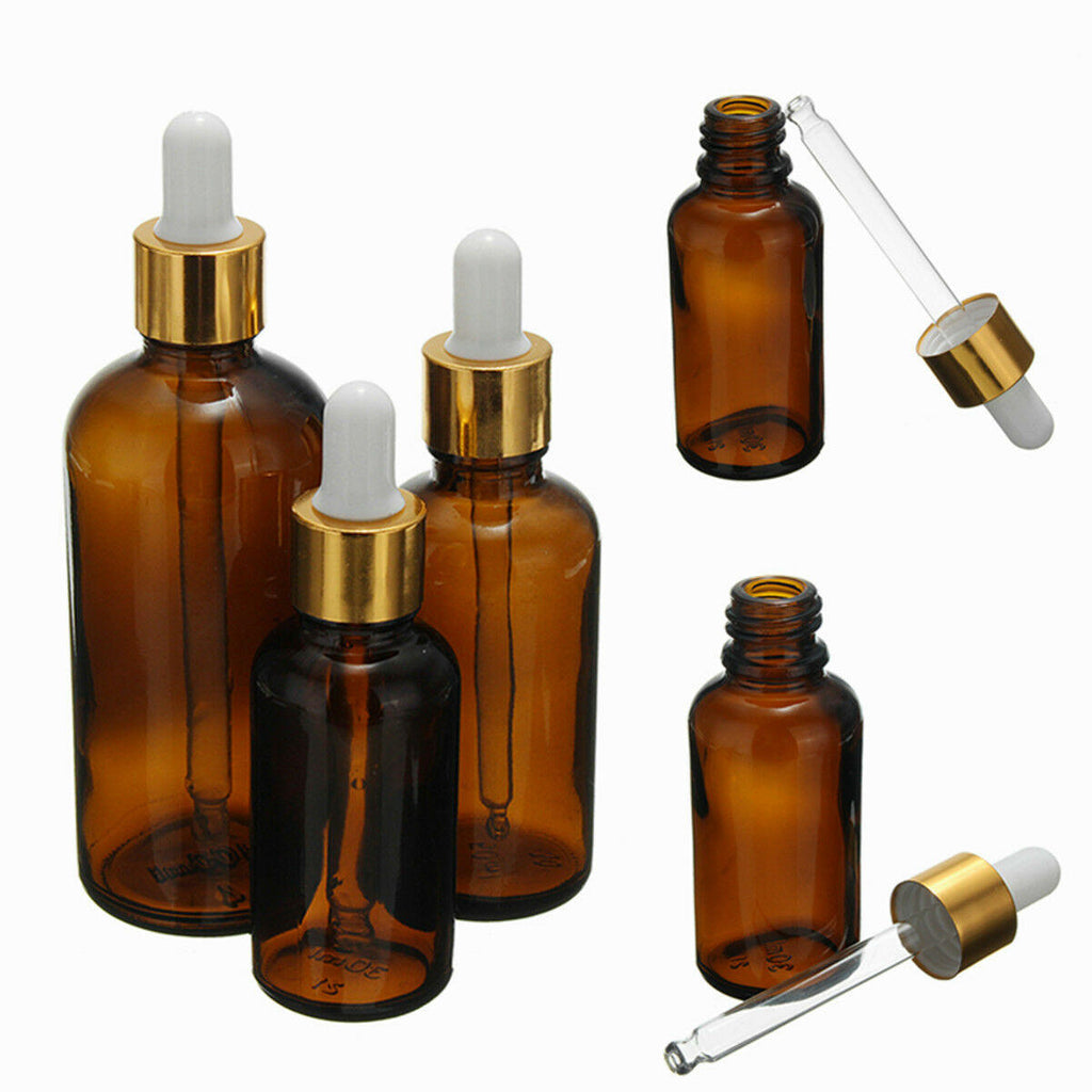 30/50/100ml Amber Glass Essential Oil Dropper Bottles Vials Containers