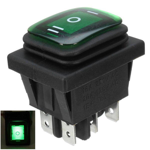 16A 12V Rocker Switch 3 Position 6 Pin Waterproof Car Rocker Switch With Lamp Light