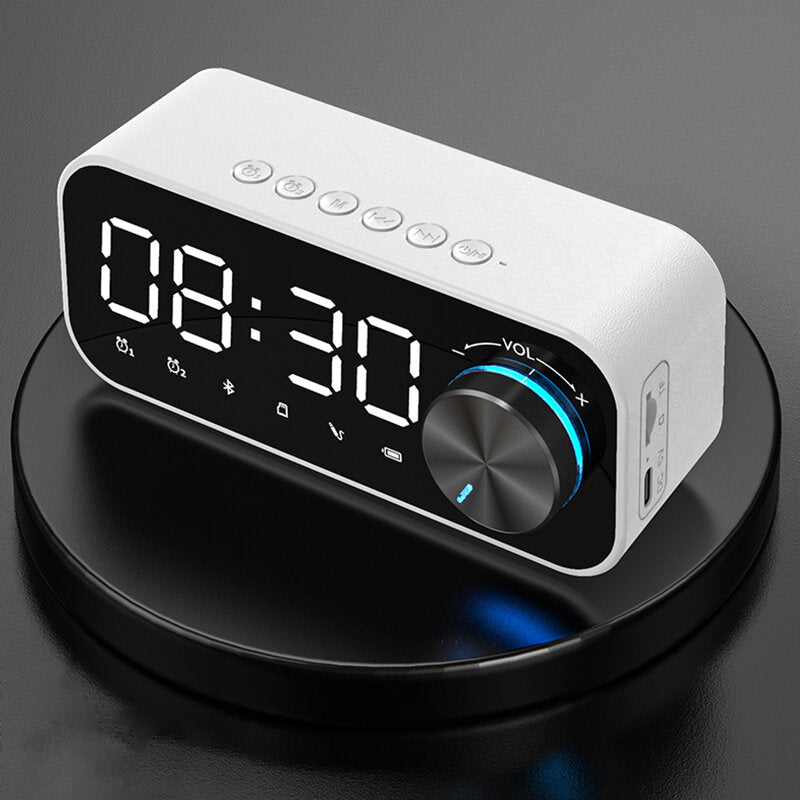 Bluetooth 5.0 Speaker Alarm Clock Night Light Multiple Play Modes LED Display 360 Surround Stereo Sound 1800mAh Battery Life