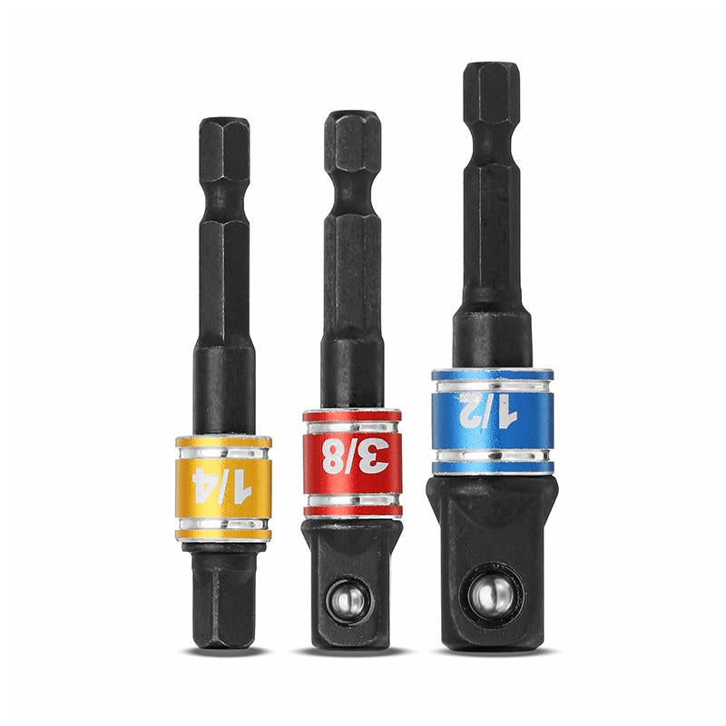 3Pcs Power Screwdriver Extension Bar Adapter Black Anti-rust Coating Power Tool Bits