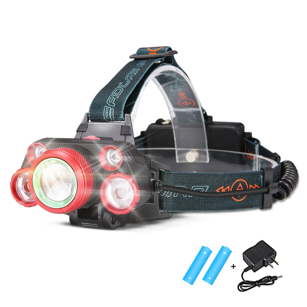 1000LM 5 LED Headlight 5 Modes Adjustable Flashlight IPX6 Waterproof Rechargeable Work Lamp Outdoor Camping Cycling