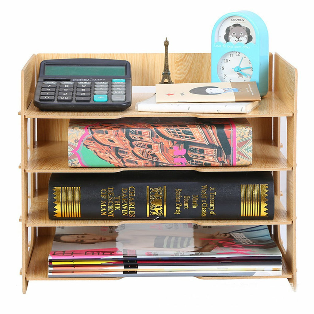 File Rack Desktop Wooden File Rack Student Book Stand Office Desk Storage Box Desktop Rack