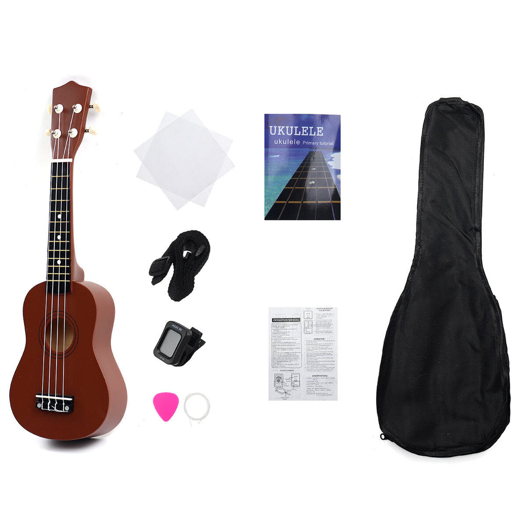 21 Inch 4 Strings Wood Hawaii Ukulele Musical Instrument with Gig Bag Strings Tuner Strap