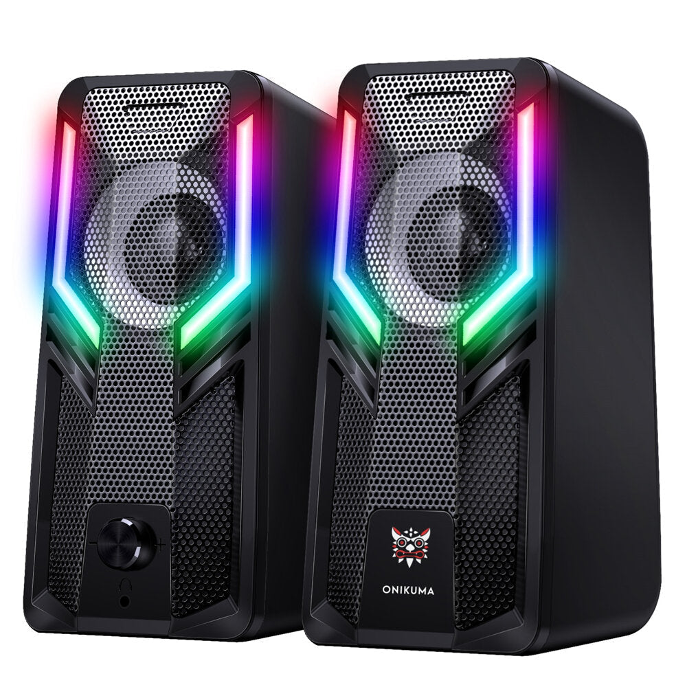 Gaming Speaker Computer Speaker 2.0 Channel RGB Colorful Light Stereo Bass 3.5mm AUX USB Wired Computer Speaker