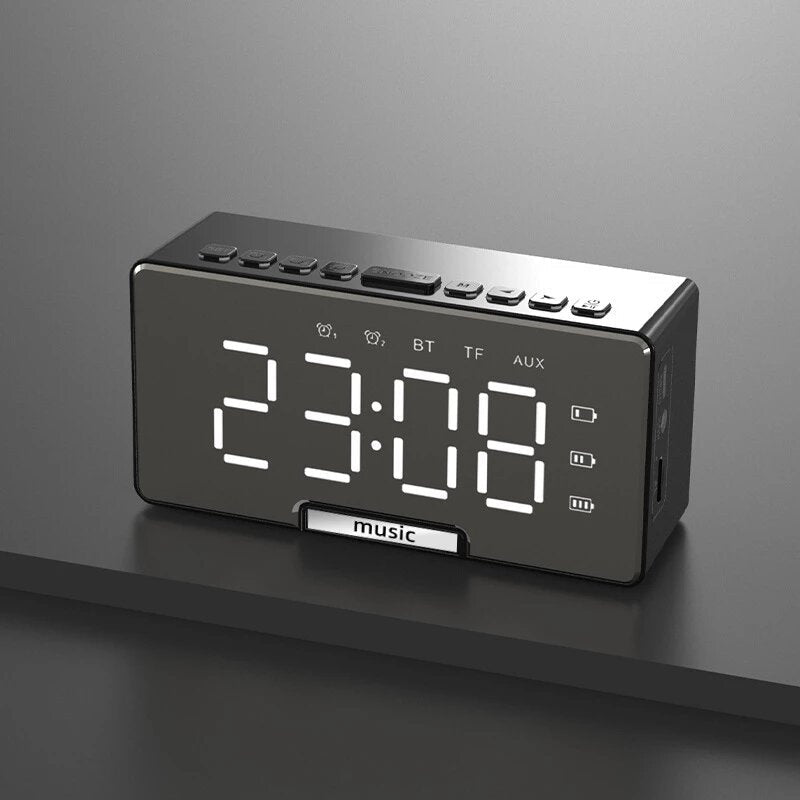 LED Alarm Clock Speaker Luminous Multi-function Retro Bluetooth 5.0 Loudspeaker for Home Decor Digital Alarm Clock