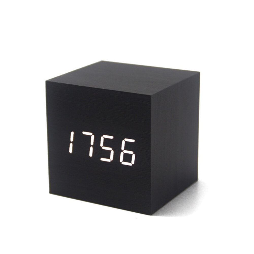 LED Digital Retro Glow Alarm Clock Voice Control Snooze Function Desktop Clock For Smart Home