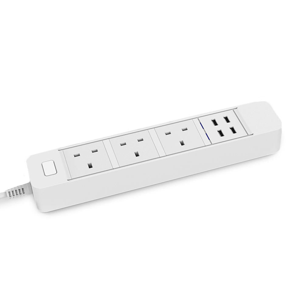 Smart WIFI APP Control Power Strip with 3 UK Outlets Plug 4 USB Fast Charging Socket App Control Work Power Outlet