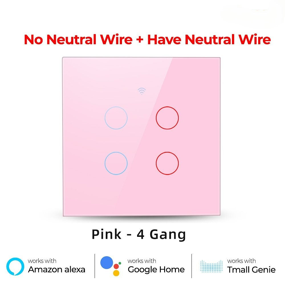 WiFi Light Switch 220V RF433 Remote Control No Neutrual Wire And Have Neutural Wire 2 Way Control Timer Works With Alexa Google Home