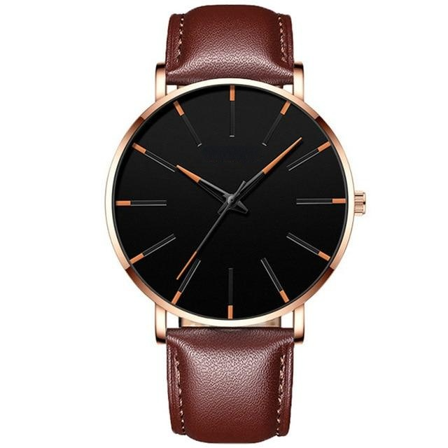 Minimalist Men's Fashion Ultra Thin Watches Simple Business Stainless Quartz