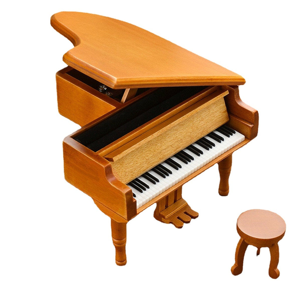 Wooden Mechanical Classical Grand Piano Music Box Collectible Gift Movement Hobbies Fashion Accessories