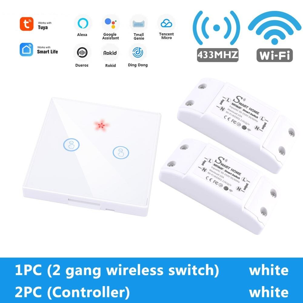 WiFi Light Switch 220V RF 433MHz With Breakers Remote Control Delay Module DIY Timer Switch Works With Alexa Google Home