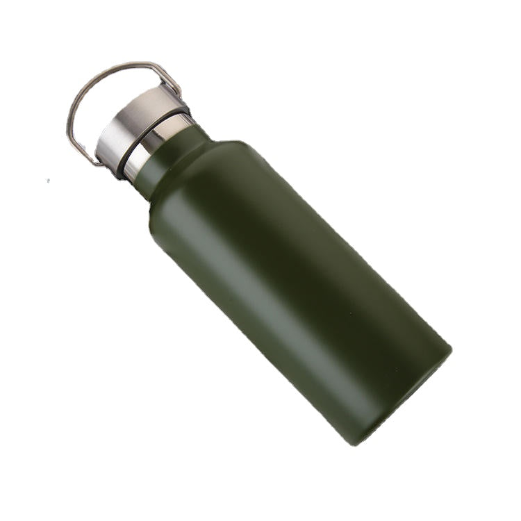 500ml 600ml 800ml Water Bottle 304 Stainless Steel Wide Mouth Vacuum Cup With Outdoor Carabiner