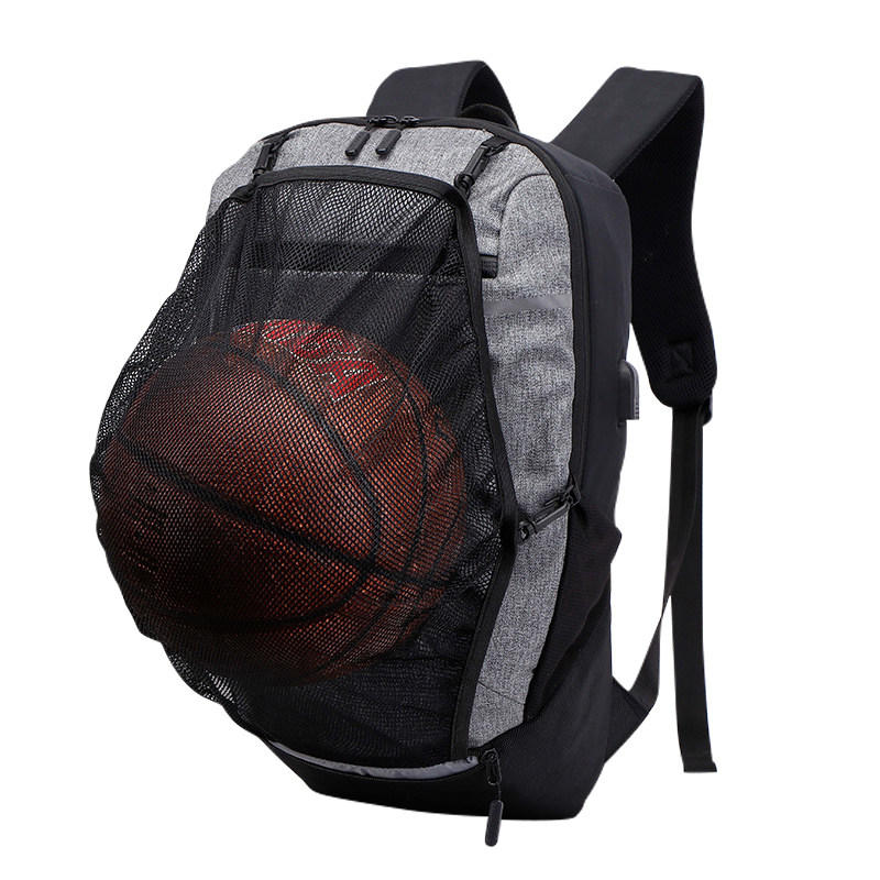 Oxford USB Backpack Travel Waterproof Laptop Bag School Bag Sport Shoulder Bag With Ball Net