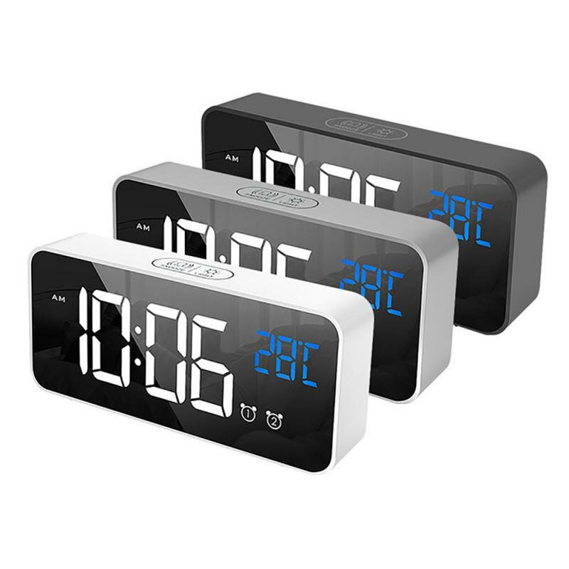 Voice Control Alarm Clock Digital Snooze Mirror Timer LED Display Home Decoration Clocks