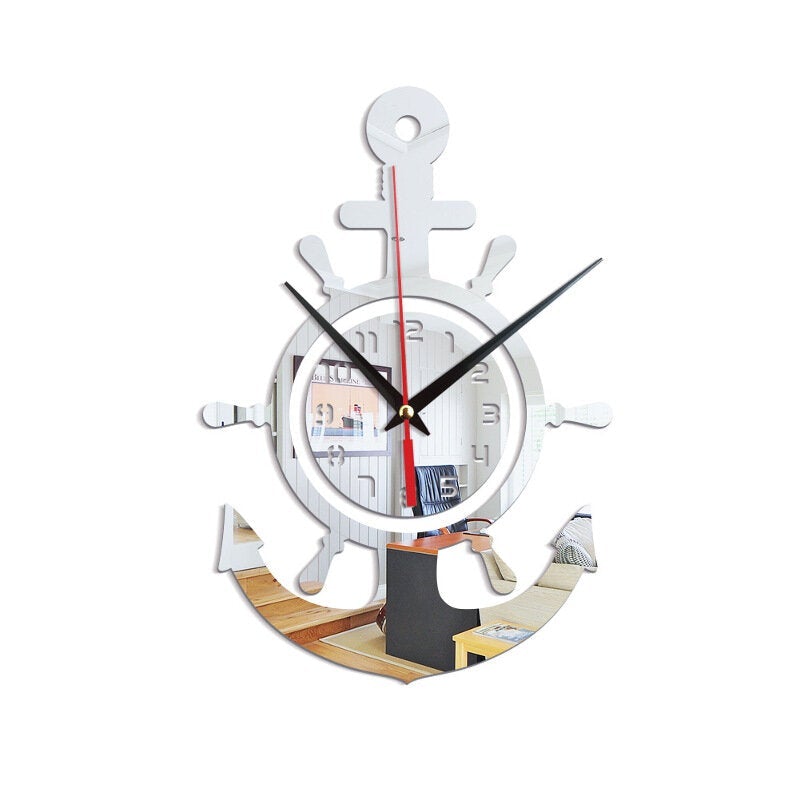 3D Anchor Helmsman Sailor Pirate Ship Mediterranean Style Wall Personality Clock