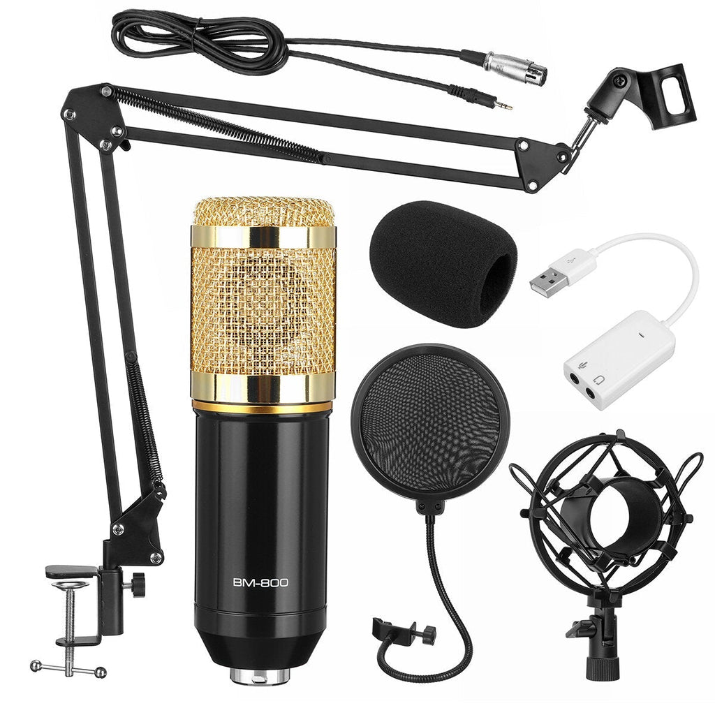 Pro Condenser Microphone Kit Studio Suspension Boom Scissor Arm Stand with Fliter