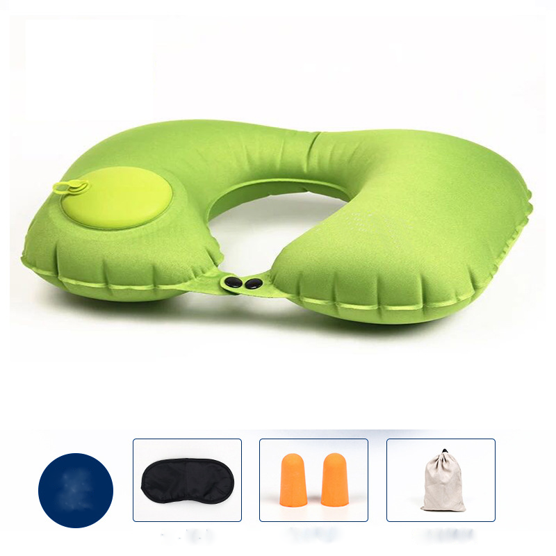 Press-inflatable U-shaped Pillow Functional Air Travel Cushion Office Travel Pillow Creative Portable Neck Pillow